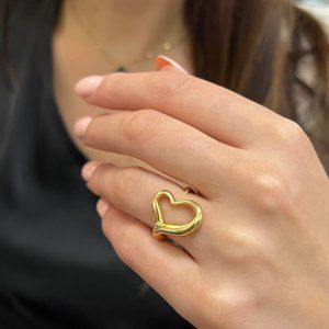 Tiffany & Co. Elsa Peretti Open Heart Ring 18K Yellow Gold Size 5